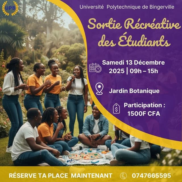 𝗦𝗢𝗥𝗧𝗜𝗘 𝗥𝗘́𝗖𝗥𝗘́𝗔𝗧𝗜𝗩𝗘 𝗨𝗣𝗕 – 𝗝𝗮𝗿𝗱𝗶𝗻 𝗕𝗼𝘁𝗮𝗻𝗶𝗾𝘂𝗲 𝗱𝗲 𝗕𝗶𝗻𝗴𝗲𝗿𝘃𝗶𝗹𝗹𝗲 ! 📅 𝗦𝗮𝗺𝗲𝗱𝗶 𝟭𝟯 𝗱𝗲́𝗰𝗲𝗺𝗯𝗿𝗲 𝟮𝟬𝟮𝟱 | 𝟬𝟵𝗵 – 𝟭𝟱𝗵